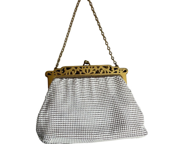 Vintage Whiting & Davis Co Women's White Alumesh Evening Purse Size S