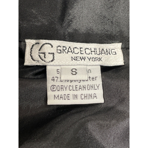 Grace Chuang Womens Blue & Gold Floral Brocade Blazer Size S - New