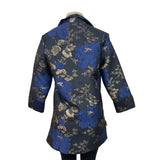 Grace Chuang Womens Blue & Gold Floral Brocade Blazer Size S - New