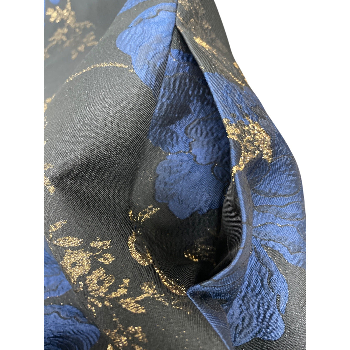 Grace Chuang Womens Blue & Gold Floral Brocade Blazer Size S - New