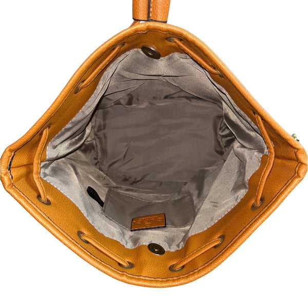 Gucci controllafo Women's Tan Brown Mickey Mouse Graphic Bucket Bag Sz M