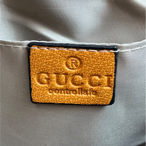 Gucci controllafo Women's Tan Brown Mickey Mouse Graphic Bucket Bag Sz M