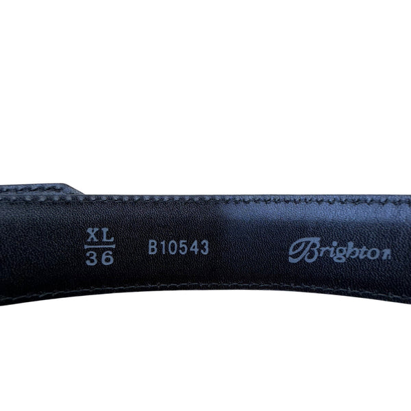 Brighton Black Faux Leather Belt With Silver Rhinestone Buckle Embossed Design