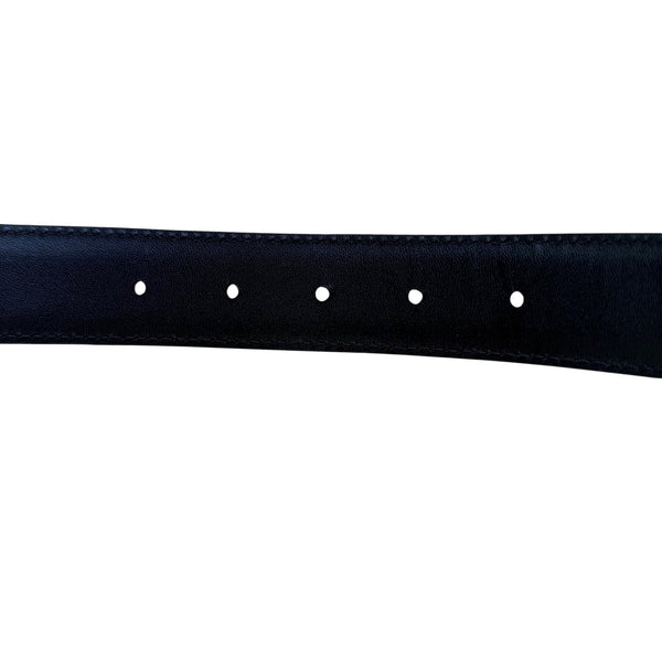 Brighton Black Faux Leather Belt With Silver Rhinestone Buckle Embossed Design