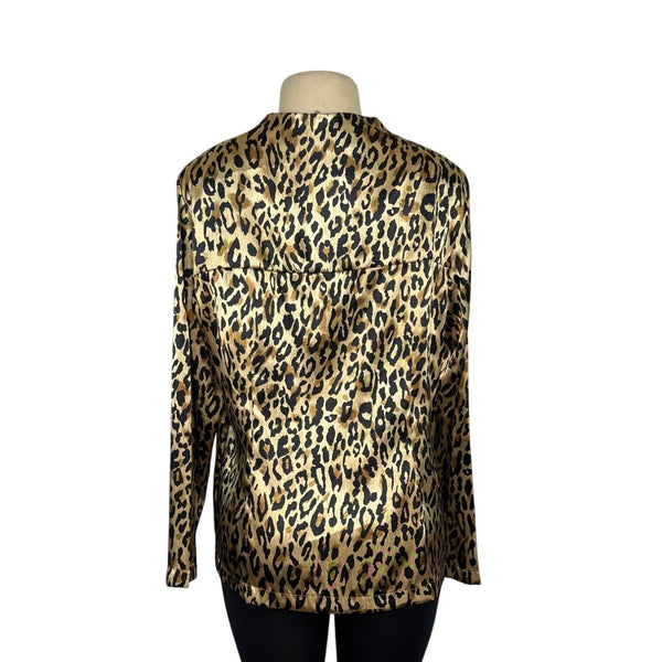 Simonton Leopard Print Satin Button-Up Blazer Size L