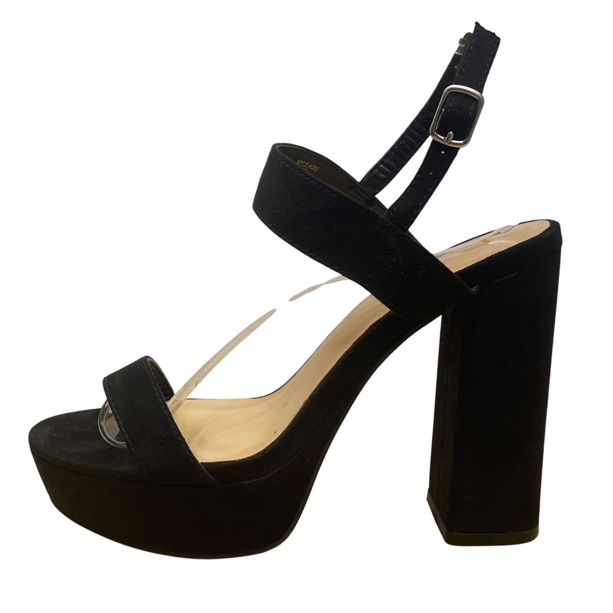 Lulus Women’s Black Fabric Adjustable Strap Open Toe Acee Platform Heels Sz 6.5