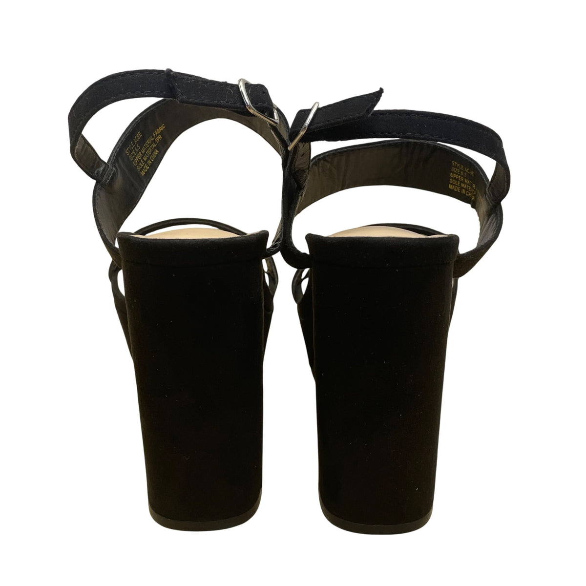 Lulus Women’s Black Fabric Adjustable Strap Open Toe Acee Platform Heels Sz 6.5