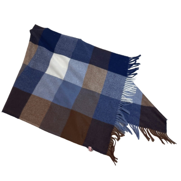 Unisex One Size Famuyi Cashmere Blue Brown White Plaid Shawls New