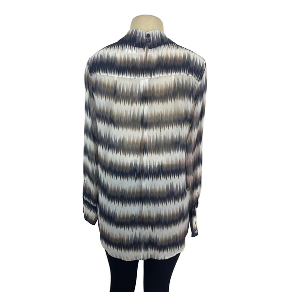Bcbg Maxazria Womens Multicolor Patterned Long Sleeve Buttoned-Back Blouse Sz M