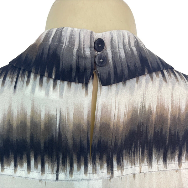 Bcbg Maxazria Womens Multicolor Patterned Long Sleeve Buttoned-Back Blouse Sz M