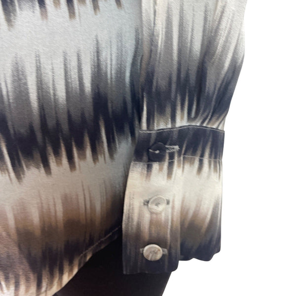 Bcbg Maxazria Womens Multicolor Patterned Long Sleeve Buttoned-Back Blouse Sz M