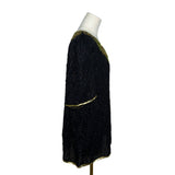 Vintage Stenay Black Silk Beaded Top With Embroidered Accents Sz 2X