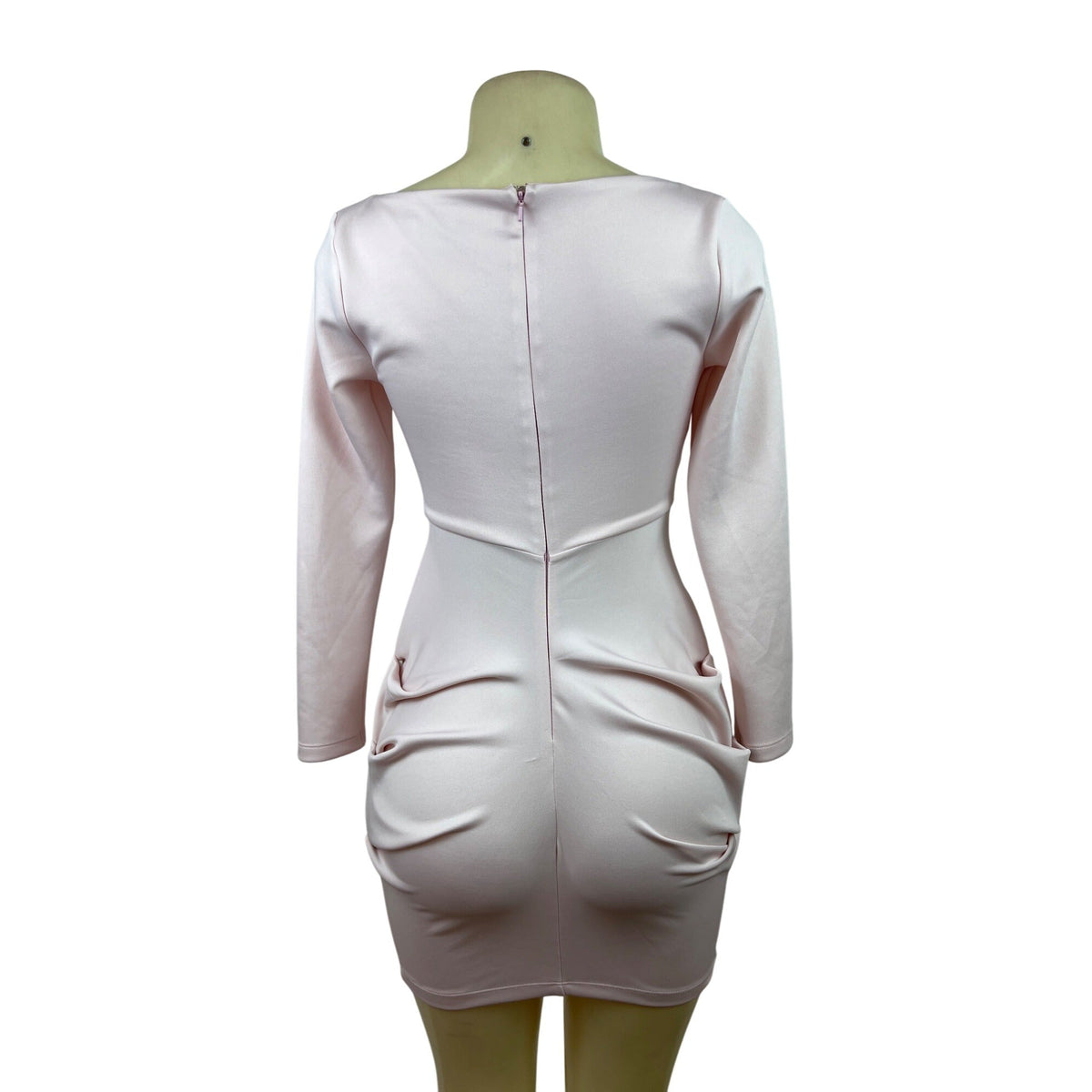 Asos Design Petite Pink Long Sleeve Mini Dress With Corset Detail & Cutout Sz 4P