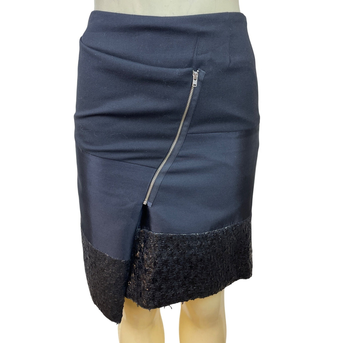 Dennis Merotto Womens Black Textured Hem Asymmetrical Zip Pencil Skirt Size 4