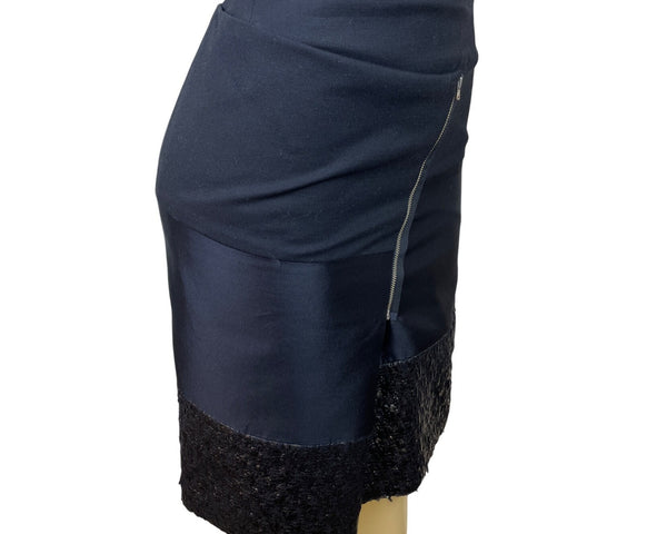 Dennis Merotto Womens Black Textured Hem Asymmetrical Zip Pencil Skirt Size 4