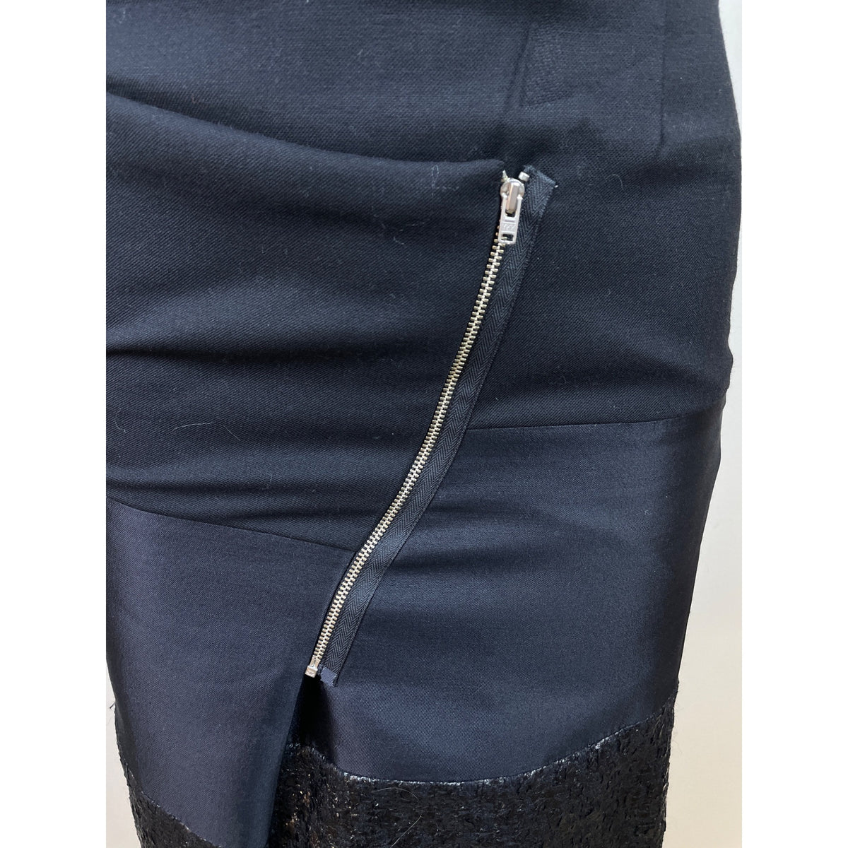 Dennis Merotto Womens Black Textured Hem Asymmetrical Zip Pencil Skirt Size 4