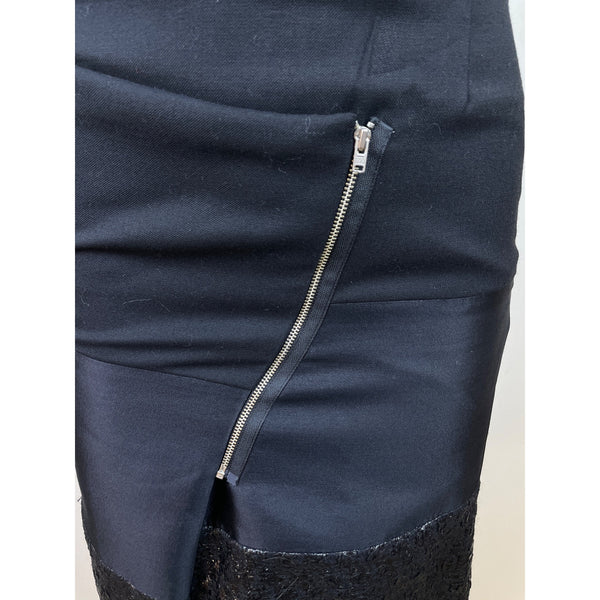Dennis Merotto Womens Black Textured Hem Asymmetrical Zip Pencil Skirt Size 4