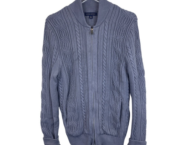 Banana Republic Mens Gray Cable Knit Cotton Full Zip Cardigan Sweater Large