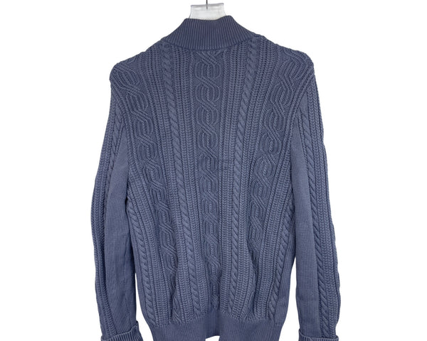 Banana Republic Mens Gray Cable Knit Cotton Full Zip Cardigan Sweater Large