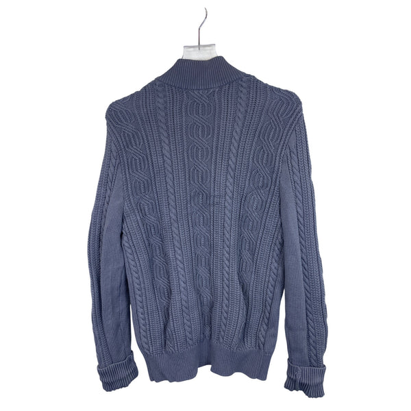 Banana Republic Mens Gray Cable Knit Cotton Full Zip Cardigan Sweater Large