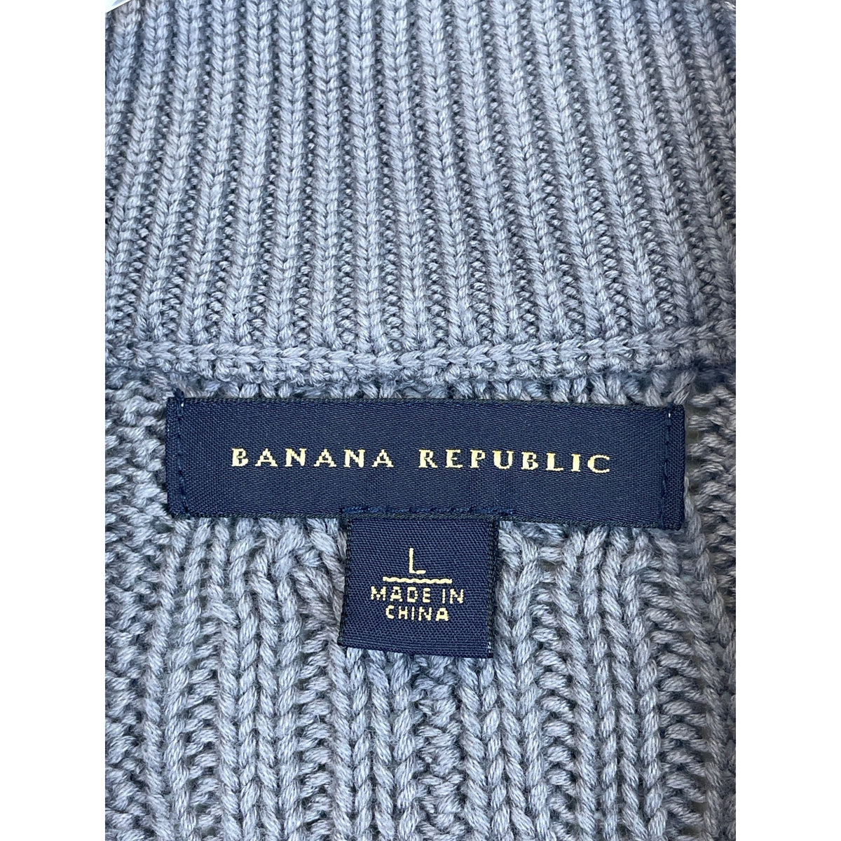 Banana Republic Mens Gray Cable Knit Cotton Full Zip Cardigan Sweater Large