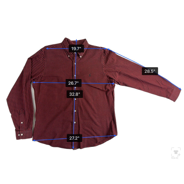 Ralph Lauren Mens Red Black Button-Up Gingham Shirt Long Sleeves Sz 17/XL
