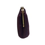 Estee Lauder Women's Wine Suede Metal Gold Tone Evening Clutch Sz S