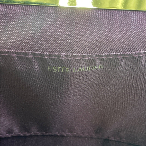 Estee Lauder Women's Wine Suede Metal Gold Tone Evening Clutch Sz S