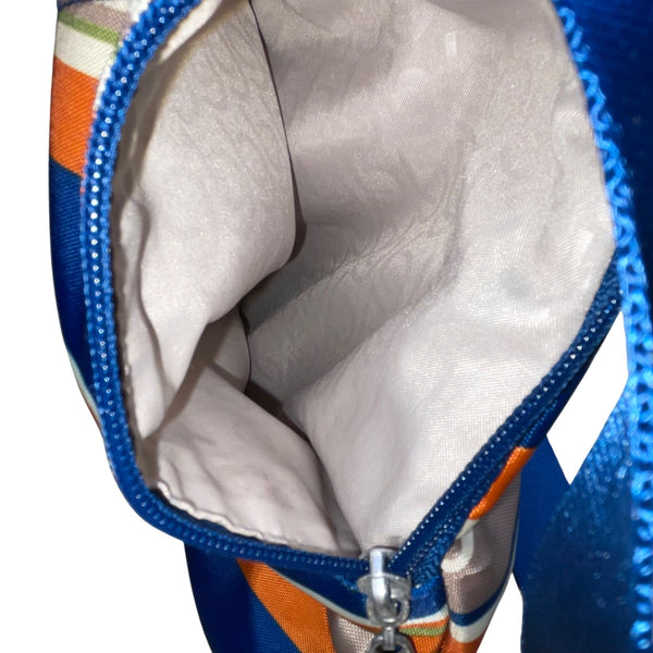 Baggallini Women’s Blue Orange Striped Nylon Adjustable Strap Crossbody Bag