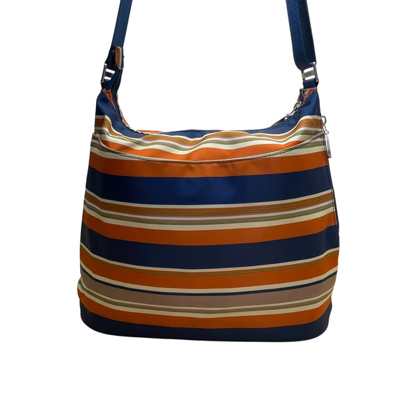 Baggallini Women’s Blue Orange Striped Nylon Adjustable Strap Crossbody Bag