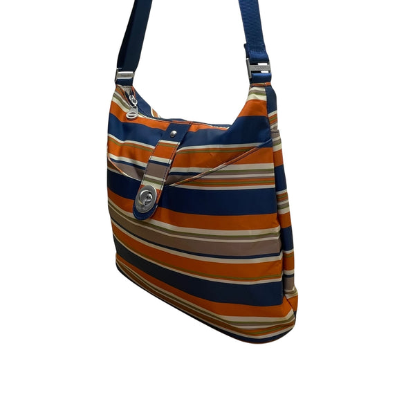 Baggallini Women’s Blue Orange Striped Nylon Adjustable Strap Crossbody Bag
