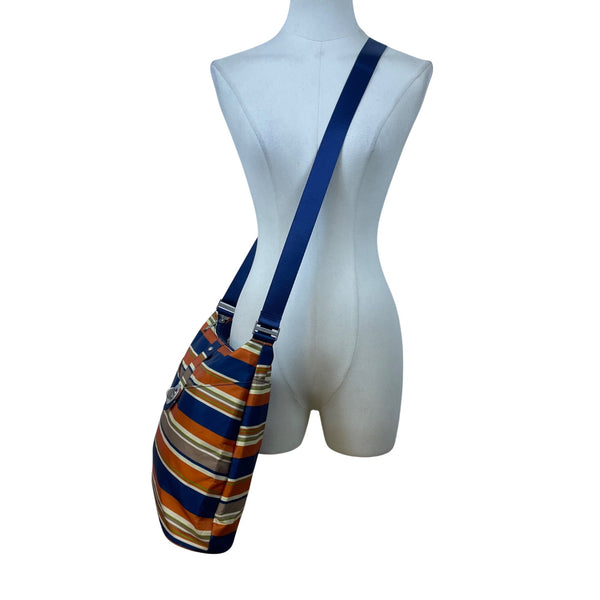 Baggallini Women’s Blue Orange Striped Nylon Adjustable Strap Crossbody Bag