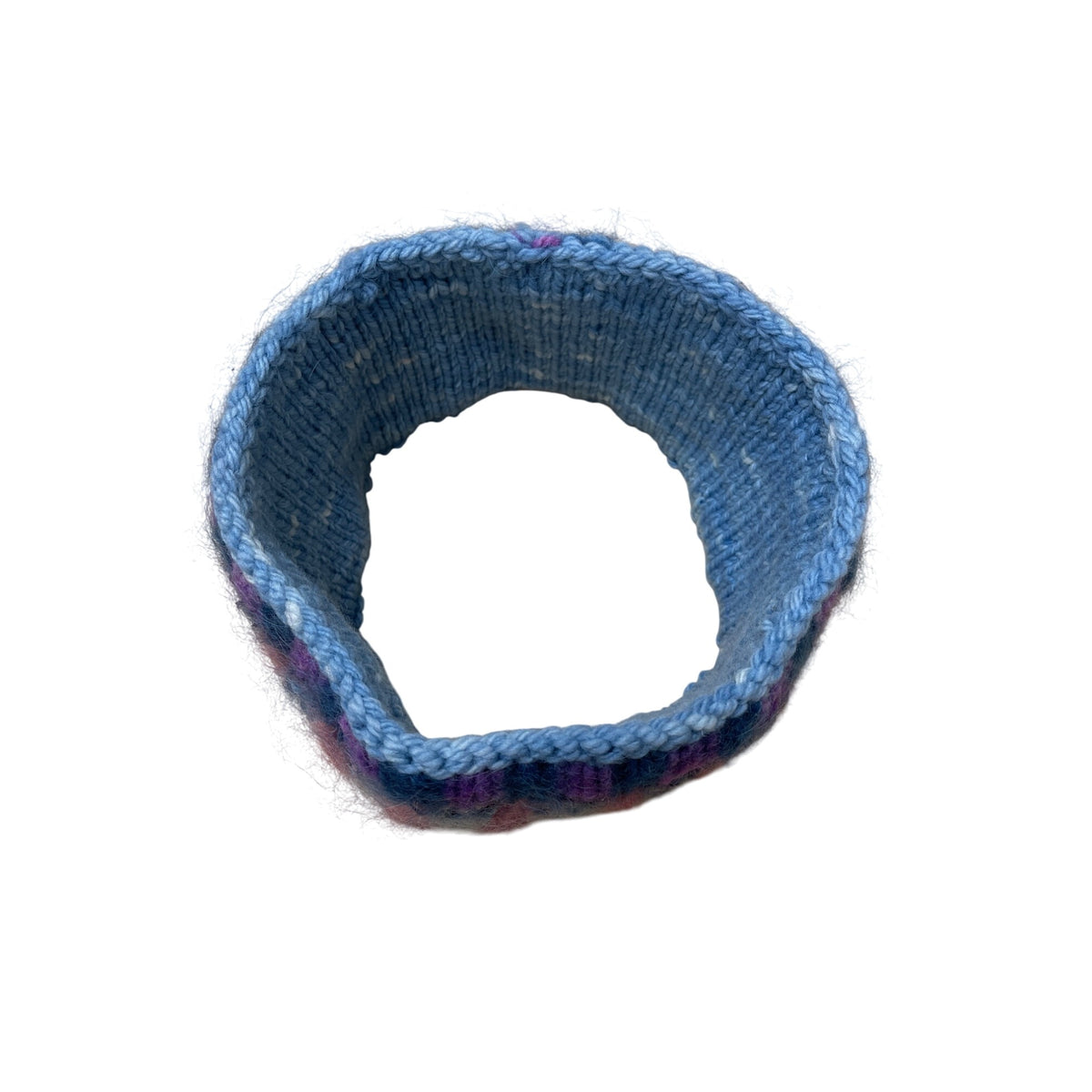 Knitted Womens Multicolor Soft Handcrafted Headband Small Warm Fuzzy Striped Design