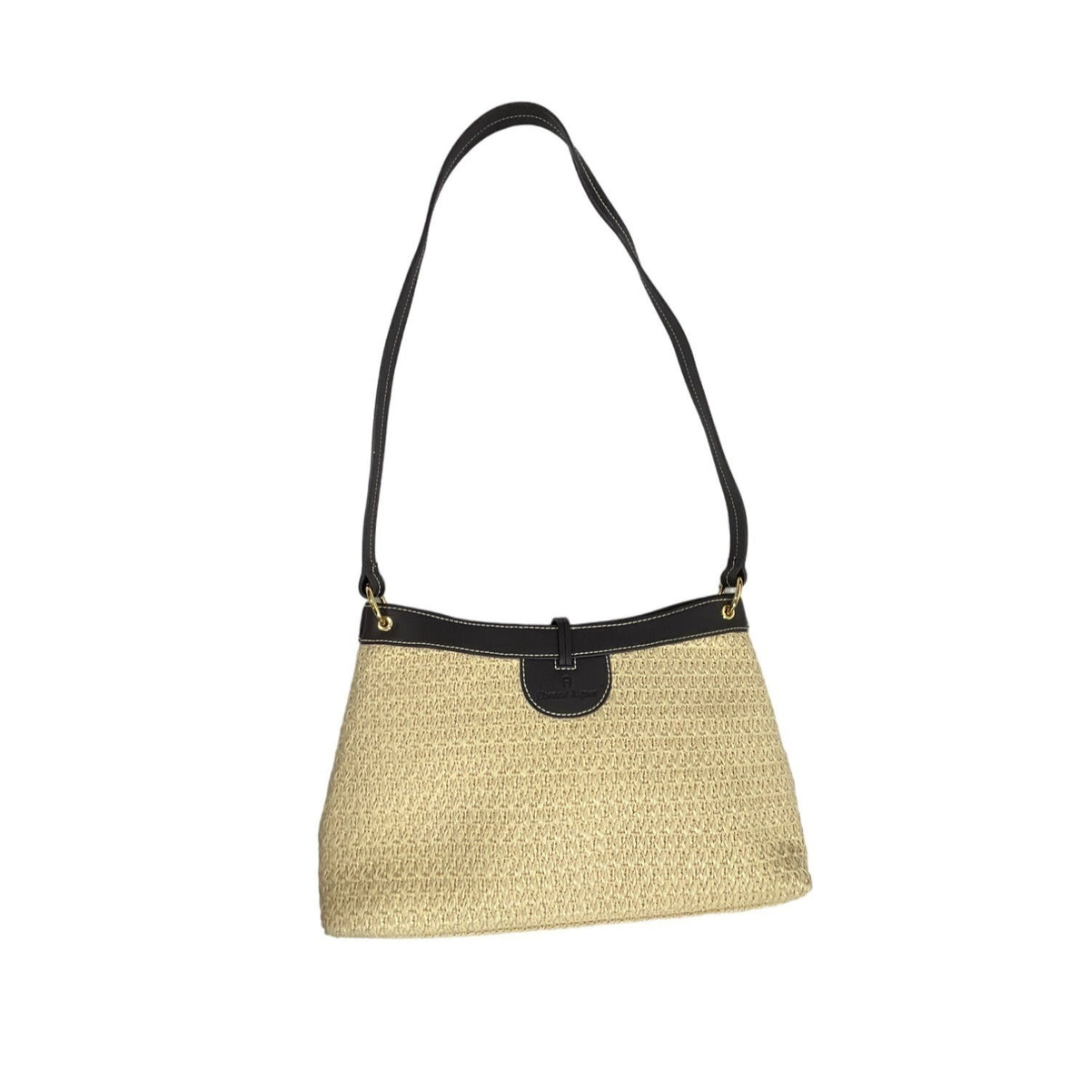 Etienne Aigner Women's Brown And Beige Woven Shoulder Bag and Wallet 2 Piece Set