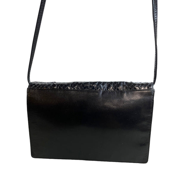 Unbranded Women's Black Faux Croc Leaher Skin  Envelope Shoulder Bag Sz S