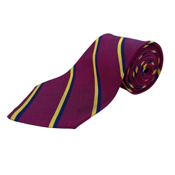 Vintage Brooks Brothers Men’s Maroon All Silk Striped Tie Yellow/Blue Classic