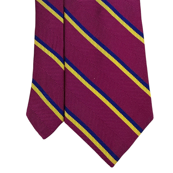 Vintage Brooks Brothers Men’s Maroon All Silk Striped Tie Yellow/Blue Classic