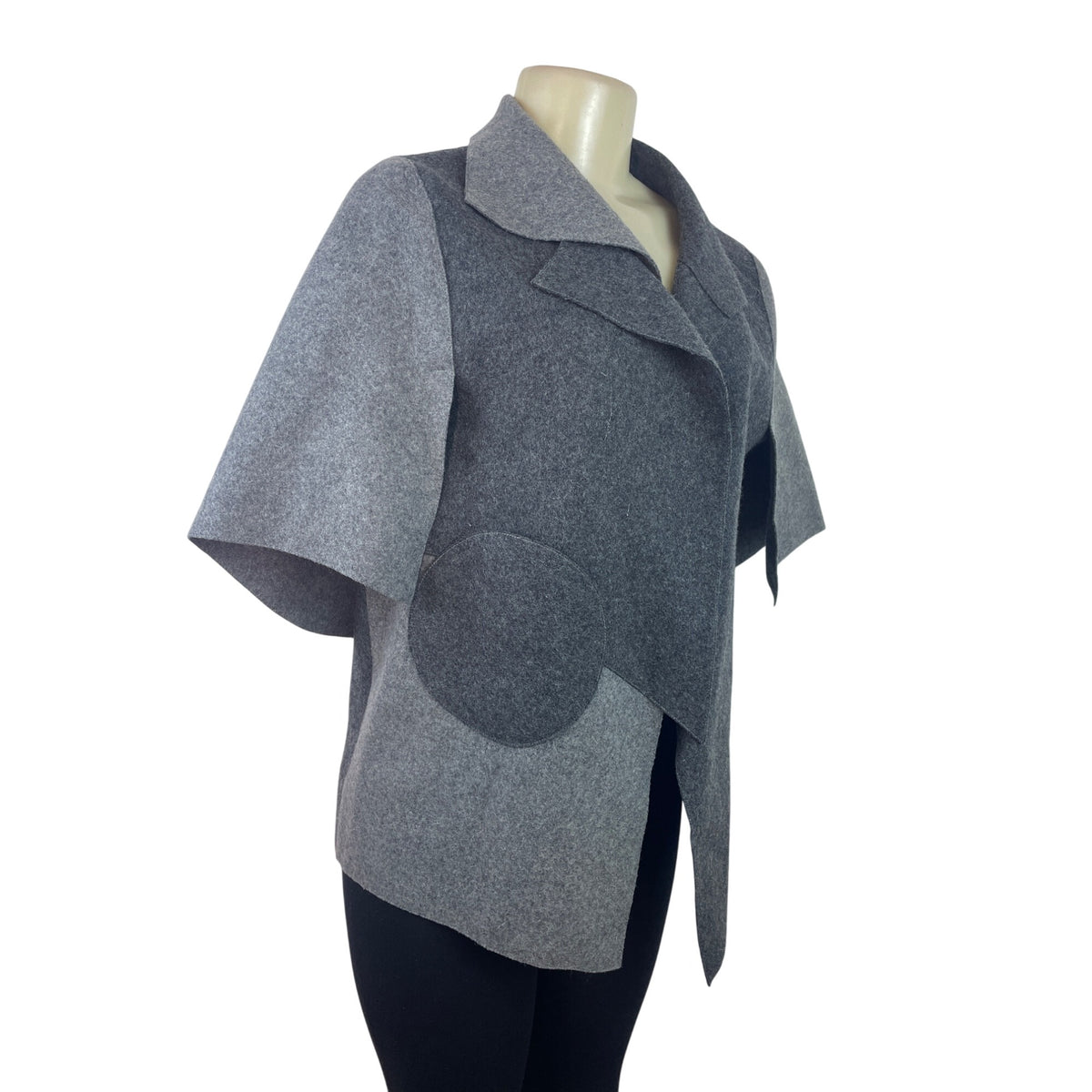 Teresa Maria Widuch Womens Gray Asymmetrical Short Sleeve Jacket Size M