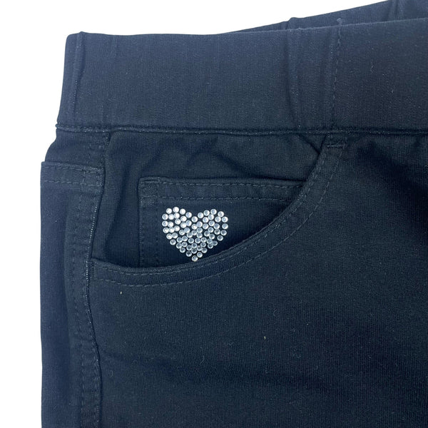 Dream Jeannes Black Rhinestone Heart Embellished Women’s Stretchy Sz L - New