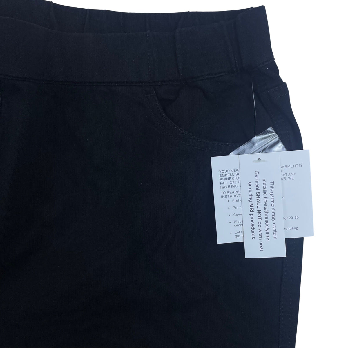 Dream Jeannes Black Rhinestone Heart Embellished Women’s Stretchy Sz L - New