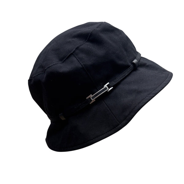 Nine West Black Bucket Hat With Decorative Band & Metal Detail
