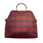 Iman Women’s Burgundy/Red Faux Leather Plaid Gold Ring Handles Crossbody Tote