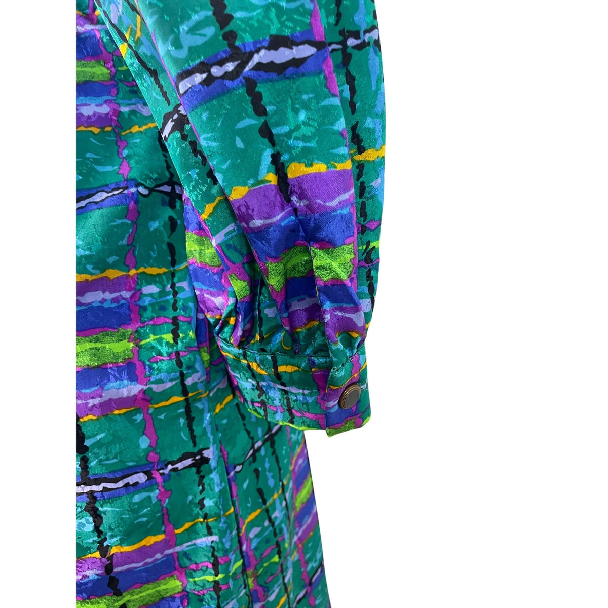 Vintage 80s Don Elliot Women’s Abstract Print Long-Sleeve Belted Dress Size 8