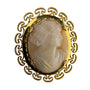 Vintage Cameo Brooch Gold Tone Oval White Stone Intricate Filigree Setting