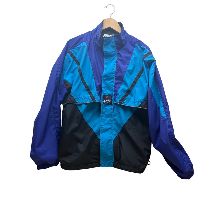 Asics Mens Purple/Teal Nylon Windbreaker Jacket GT 52 Lightweight Retro Colorblock Size L