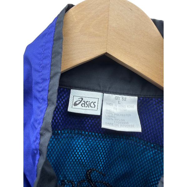 Asics Mens Purple/Teal Nylon Windbreaker Jacket GT 52 Lightweight Retro Colorblock Size L