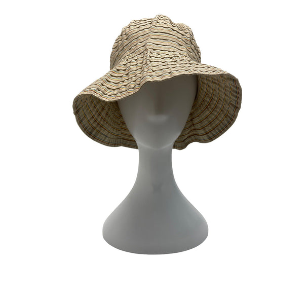 Grevi Firenze Striped Cotton Bucket Hat With Wide Brim - Made in Italy