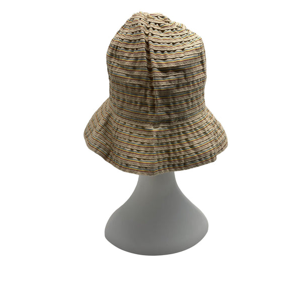 Grevi Firenze Striped Cotton Bucket Hat With Wide Brim - Made in Italy
