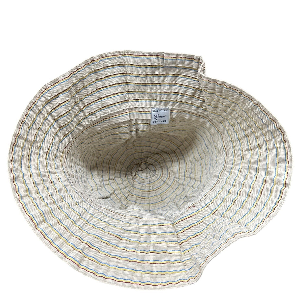 Grevi Firenze Striped Cotton Bucket Hat With Wide Brim - Made in Italy