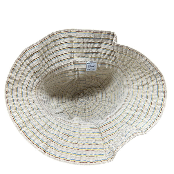 Grevi Firenze Striped Cotton Bucket Hat With Wide Brim - Made in Italy